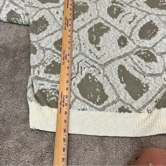 Beau Champ Vintage men's cream and brown abstract winter sweater size large - Picture 7 of 8